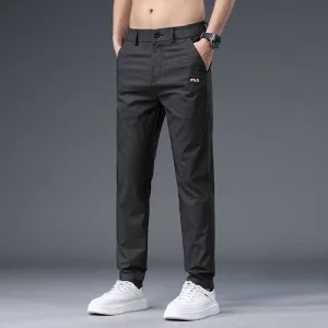 Super Clone Designer Fila Long Pants Red Cotton Silk Nylon Spandex Ice Quick-Drying Fabric Smooth To The Touch Running Spring Autumn