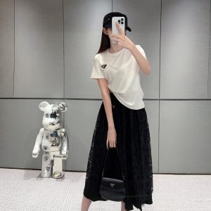 Aaa Prada Lace Short-Sleeved Shirt