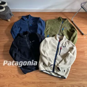 Luxury High Quality Patagonia Outerwear Green Polyester Fleece Mesh Elastic Stitching
