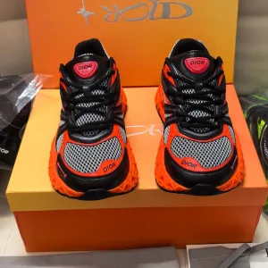 High Quality Super Clone Dior Sneakers Red Cowhide Mesh Autumn Breathable