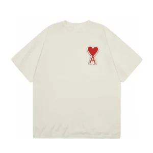 Reps High Quality Ami Short Sleeves Red Cotton Pure Summer Patch