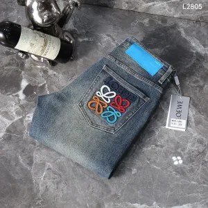 AAA Reps Loewe Jeans Red Denim Autumn Winter Slim Fit
