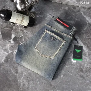 AAA Prada Jeans Red Denim Autumn Winter Slim Fit