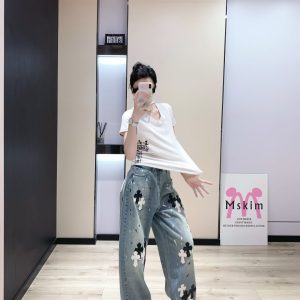 High Quality Chrome Hearts Leather Jeans