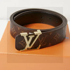 Designer Super Clone Louis Vuitton Belt Brown Genuine Leather Split
