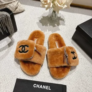 AAA Chanel Slippers Red Wool
