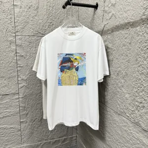 Reps Designer Hermes Short-Sleeved T-Shirt Black Cotton Spring Summer