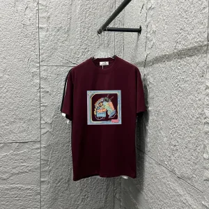 AAA Designer Hermes Short-Sleeved T-Shirt Red Cotton Spring Summer