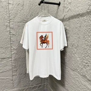 Luxury Hermes Short-Sleeved T-Shirt Black Cotton Spring Summer