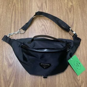 Designer Reps Prada Handbag Black Metal Logo