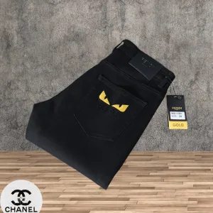 High Quality Luxury Fendi Jeans Red Cotton Denim