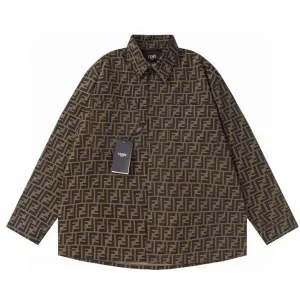Super Clone Fendi Shirt Red Jacquard Exquisite Workmanship Youthful Energy Autumn Winter And Embroidery