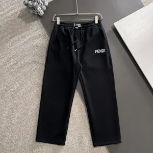 AAA Fendi Pants Black Autumn Embroidery