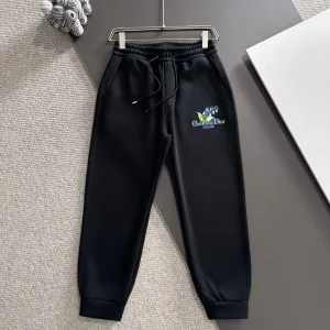 High Quality Dior Pants Black Autumn Embroidery