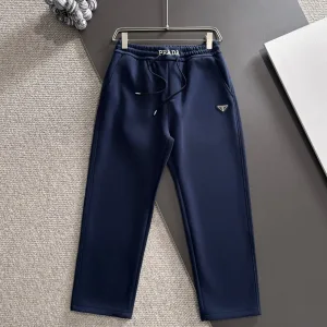 Luxury High Quality Prada Pants Blue Autumn Embroidery