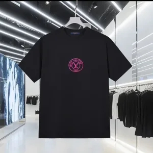 Super Clone AAA Louis Vuitton Short-Sleeved T-Shirt Ash Cotton Color Blocking