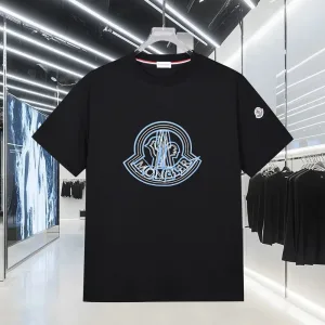 High Quality Luxury Moncler Short-Sleeved T-Shirt Ash Cotton