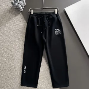 Luxury AAA Loewe Pants Black Autumn Embroidery