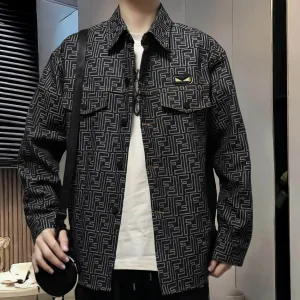 High Quality Fendi Jacket Ash Jacquard Denim Elegant Style