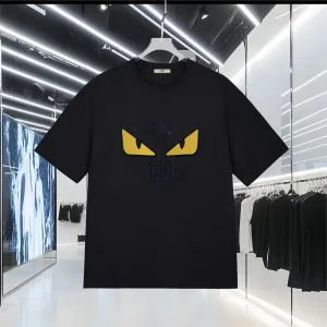 Luxury Designer Fendi Short-Sleeved T-Shirt Ash Leather Patchwork Patch