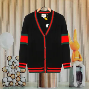 Luxury Super Clone Gucci Cardigan Red Silk Wool Cable Knit