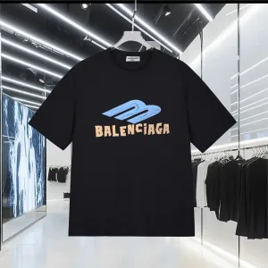 Super Clone Balenciaga Short-Sleeved T-Shirt Ash Color Blocking 3D Logo