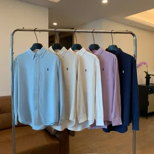 Luxury Designer Ralph Lauren Long-Sleeved Shirt Blue Autumn Winter