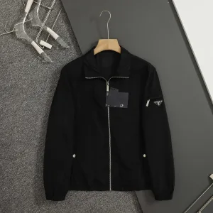 High Quality Prada Coat Black Nylon Fabric Autumn Early
