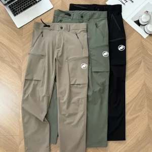 Luxury Mammut Trousers Green Woven Fabric Quick-Drying Lightweight And Side Pockets