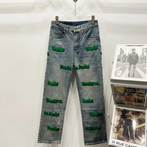 High Quality Louis Vuitton Jeans Red Cotton Polyester Spandex Denim Exquisite Workmanship