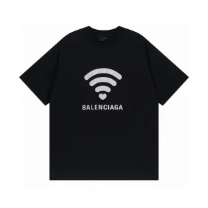 AAA Reps Balenciaga Short-Sleeved T-Shirt Ash Ribbed Fabric Embroidery