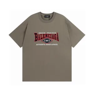 Reps Balenciaga Short-Sleeved T-Shirt Red Cotton Pure Ribbed Fabric Embroidery
