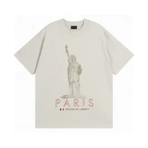 Luxury Balenciaga Short-Sleeved T-Shirt Ash Cotton Pure Ribbed Fabric Embroidery