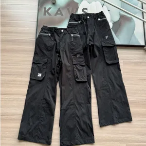 Luxury High Quality Fila Trousers Black Autumn Embroidery Heavy