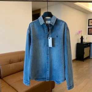 Designer Saint Laurent Shirt Red Denim
