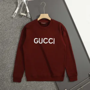 Designer Gucci Sweatshirt Red Cotton Pure Crisp Silhouette Embroidery