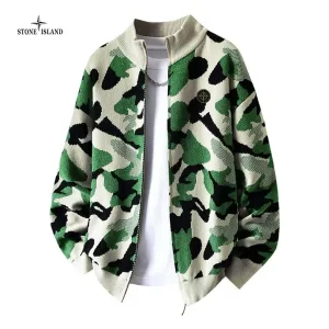 Reps Luxury Stone Island Sweater Green Knitted Fabric Relaxed Fit
