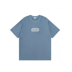 Super Clone Luxury Dior Short-Sleeved Shirt Lime Cotton Pure Ribbed Fabric Neckline Stitching Embroidery