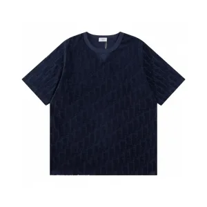 Luxury Dior Short-Sleeved T-Shirt Red Cotton Pure Jacquard Ribbed Fabric Neckline Stitching Embroidery