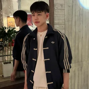 Super Clone Adidas Outerwear Red Silk Suede Mesh Woven Fabric Embroidery