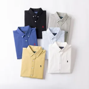 Reps AAA Ralph Lauren Long-Sleeved Shirts Red Cotton Wool Oxford Cloth Minimalist Style