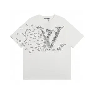 Super Clone High Quality Louis Vuitton Short-Sleeved T-Shirt Lime Cotton Pure Ribbed Fabric Neckline Stitching Embroidery