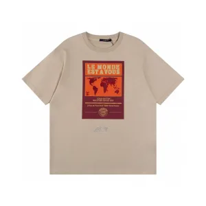 Super Clone Designer Louis Vuitton Short-Sleeved T-Shirt Lime Cotton Pure Ribbed Fabric Neckline Stitching Embroidery