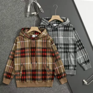 High Quality Designer Burberry Hoodie Red Jacquard Embroidery