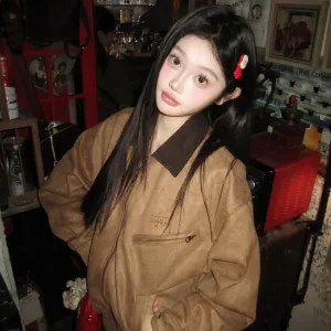 Reps High Quality Stussy Outerwear Brown Suede Corduroy Retro Workwear Autumn Embroidery