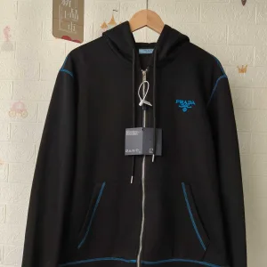 High Quality Luxury Prada Jacket Red Cotton Long-Staple Winter