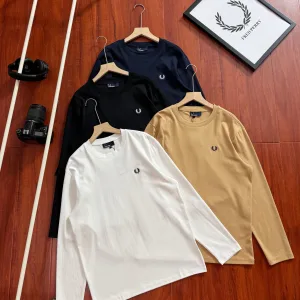 Super Clone High Quality Fred Perry Long-Sleeved Shirt Red Cotton Pure Soft Simple And Versatile Autumn Winter