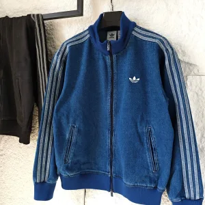 Designer AAA Adidas Coat Red Denim Exquisite Workmanship Retro Wash