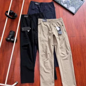 Luxury Super Clone Lululemon Trousers Red Woven Fabric Twill Lightweight Outdoor Patch Zippered Pocket