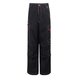 High Quality Luxury Balenciaga Cargo Pants Red Cotton Twill Embroidery 3D Pocket
